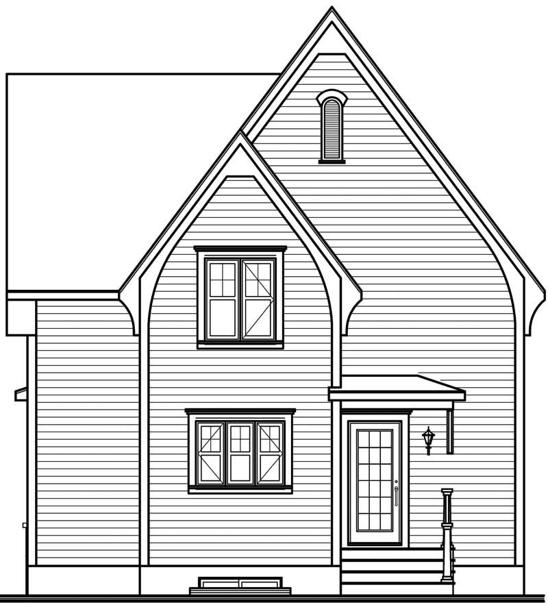 Home Plan Rear Elevation of this 3-Bedroom,1320 Sq Ft Plan -126-1458