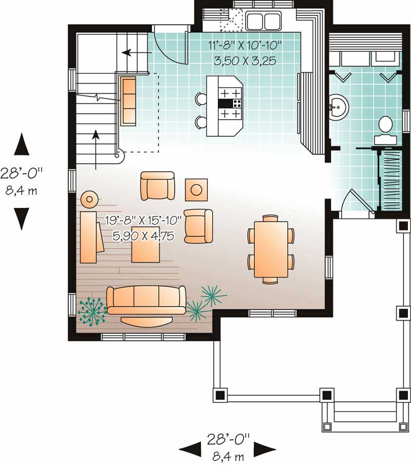 Floor Plan First Story of Country Plan #126-1458