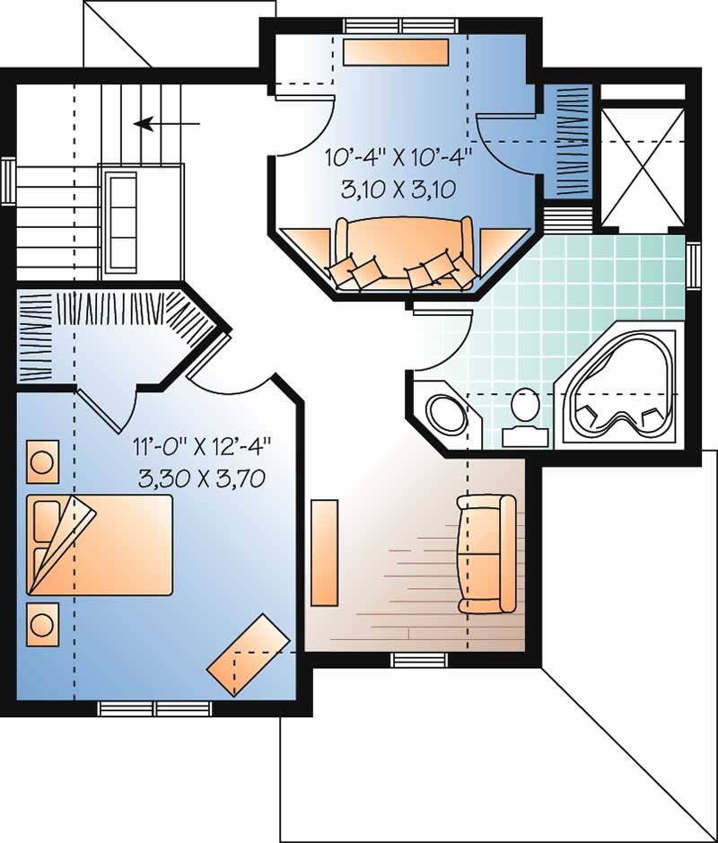 Floor Plan Second Story of Country Plan #126-1459