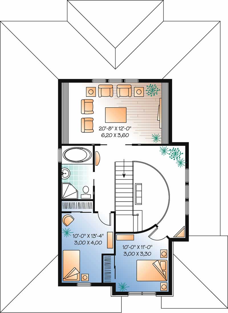 Floor Plan Second Story of Contemporary Plan #126-1461
