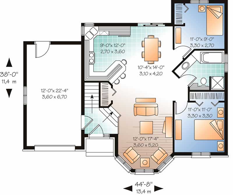 Floor Plan First Story of Ranch Plan #126-1462
