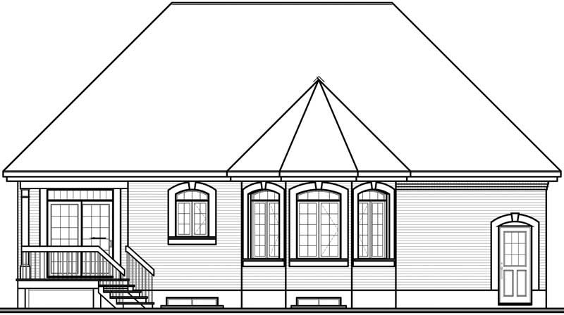 Home Plan Rear Elevation of this 2-Bedroom,1127 Sq Ft Plan -126-1464