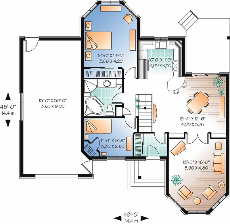 Floor Plan First Story of Ranch Plan #126-1464