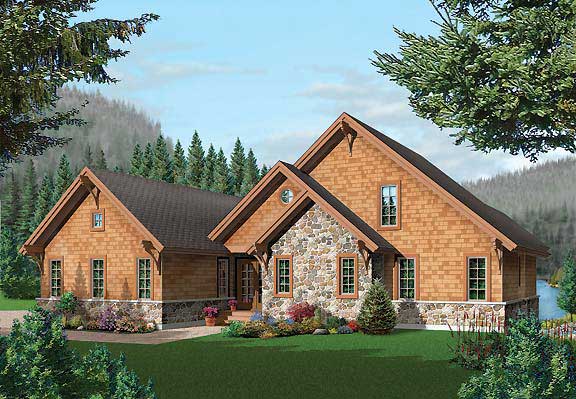 Home Plan Front Elevation of this 5-Bedroom,3506 Sq Ft Plan -126-1465