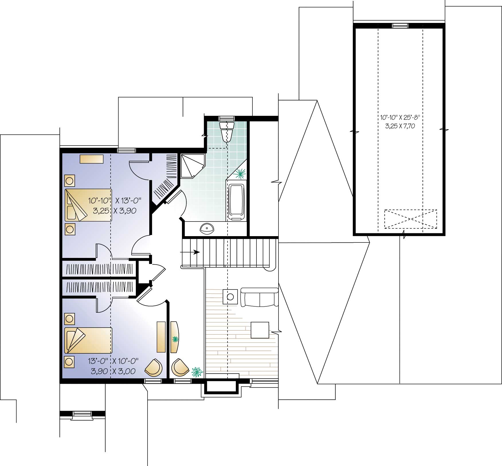 Floor Plan Second Story of Coastal Plan #126-1465