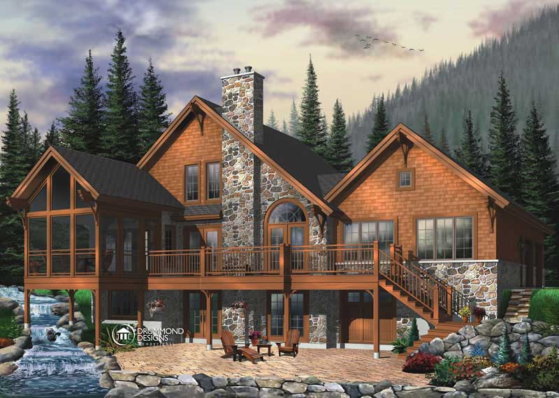 Front elevation of Lake home (ThePlanCollection: House Plan #126-1465)