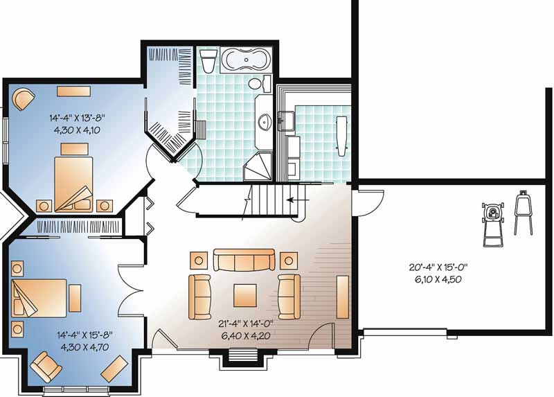 Floor Plan Basement of Coastal Plan #126-1465