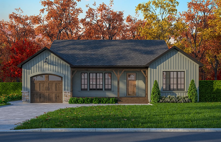 Front View of this 2-Bedroom,1018 Sq Ft Plan -126-1467