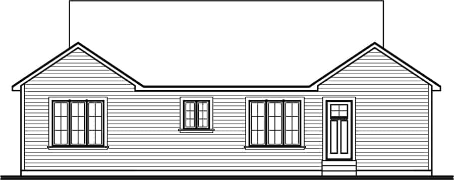 Home Plan Rear Elevation of this 2-Bedroom,1018 Sq Ft Plan -126-1467
