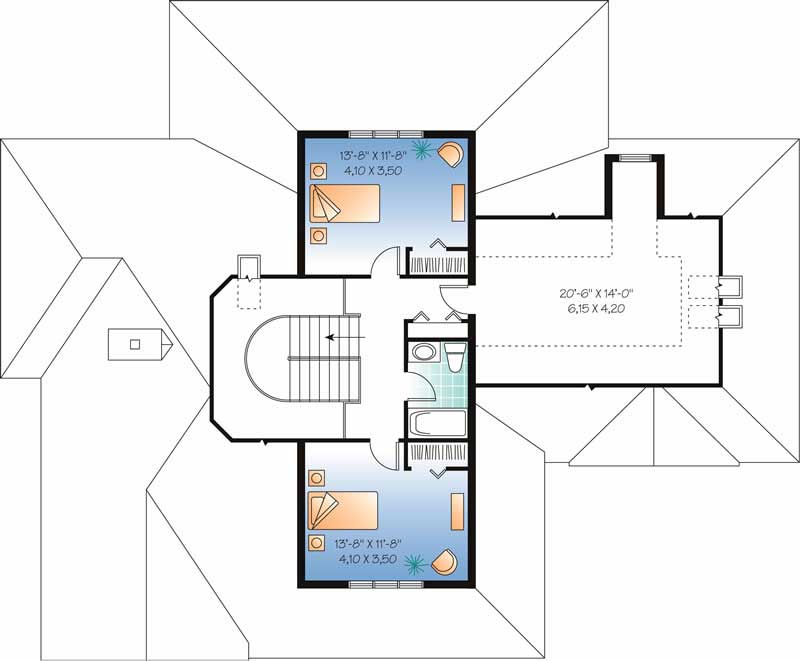 Floor Plan Second Story of Contemporary Plan #126-1475