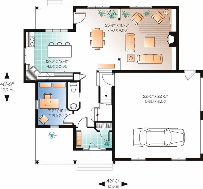 Floor Plan First Story of Country Plan #126-1476
