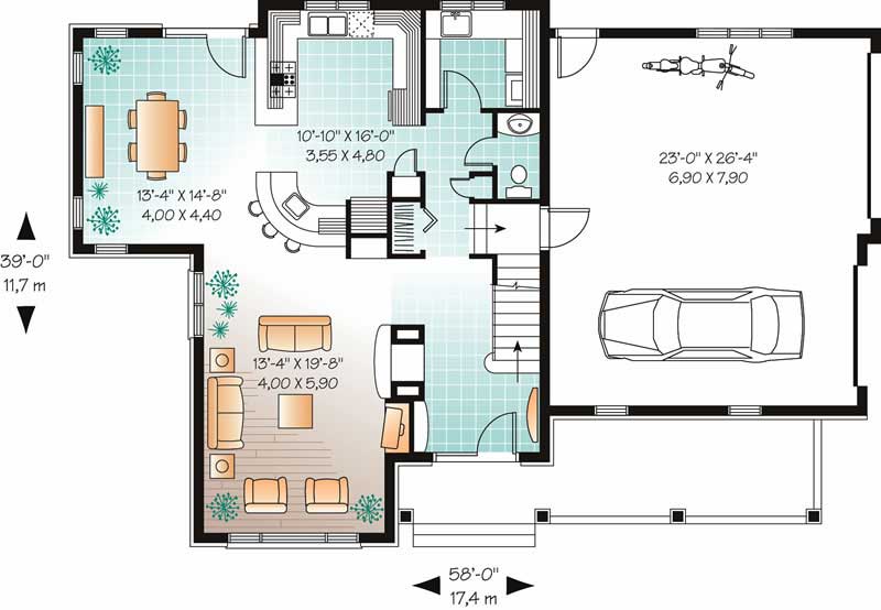 Floor Plan First Story of Contemporary Plan #126-1477