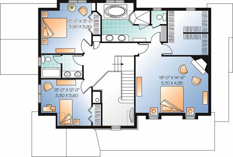 Floor Plan Second Story of Contemporary Plan #126-1477