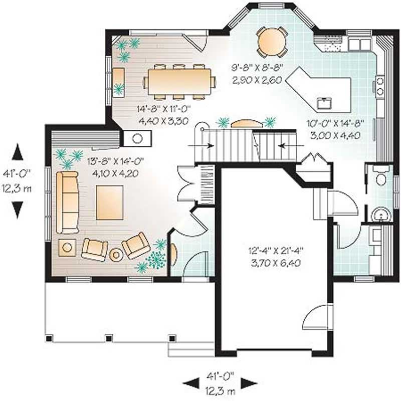 Floor Plan First Story of Country Plan #126-1482