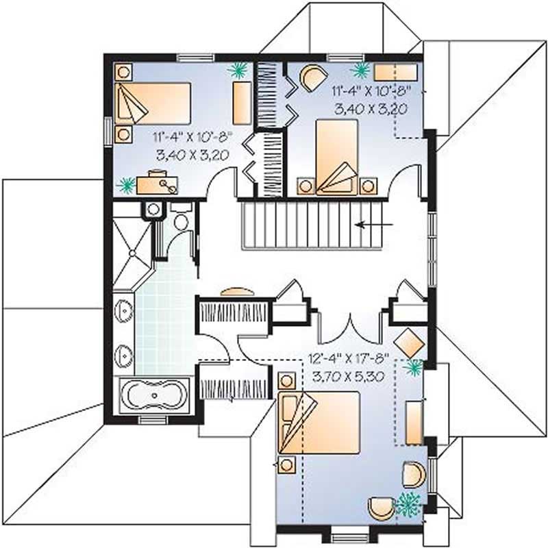 Floor Plan Second Story of Country Plan #126-1482