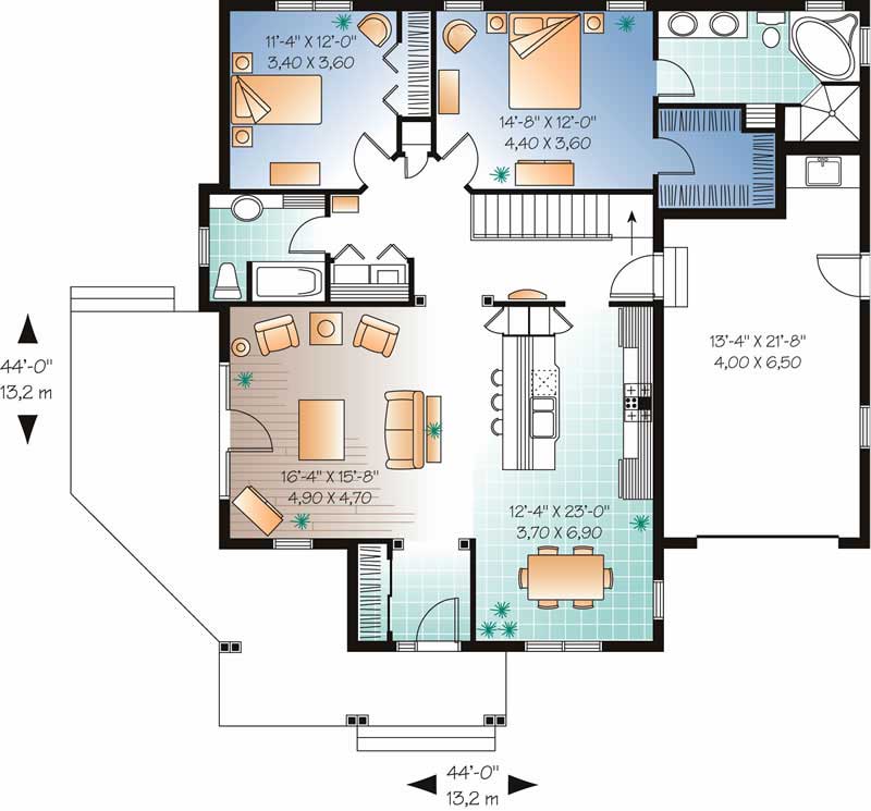 Floor Plan First Story of Ranch Plan #126-1484