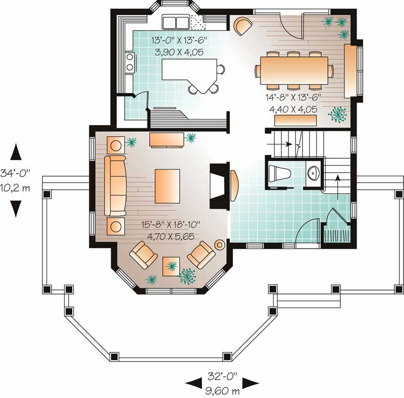 Floor Plan First Story of Country Plan #126-1486