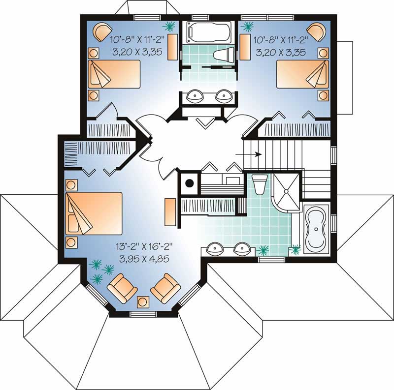 Floor Plan Second Story of Country Plan #126-1486