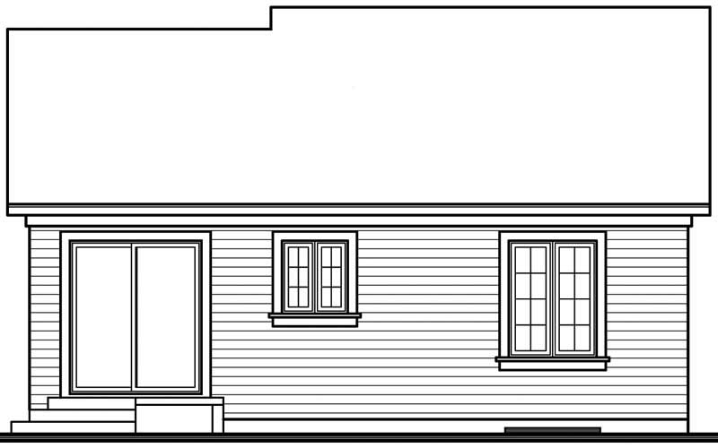Home Plan Rear Elevation of this 2-Bedroom,948 Sq Ft Plan -126-1488
