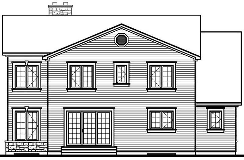 Home Plan Rear Elevation of this 4-Bedroom,2265 Sq Ft Plan -126-1490