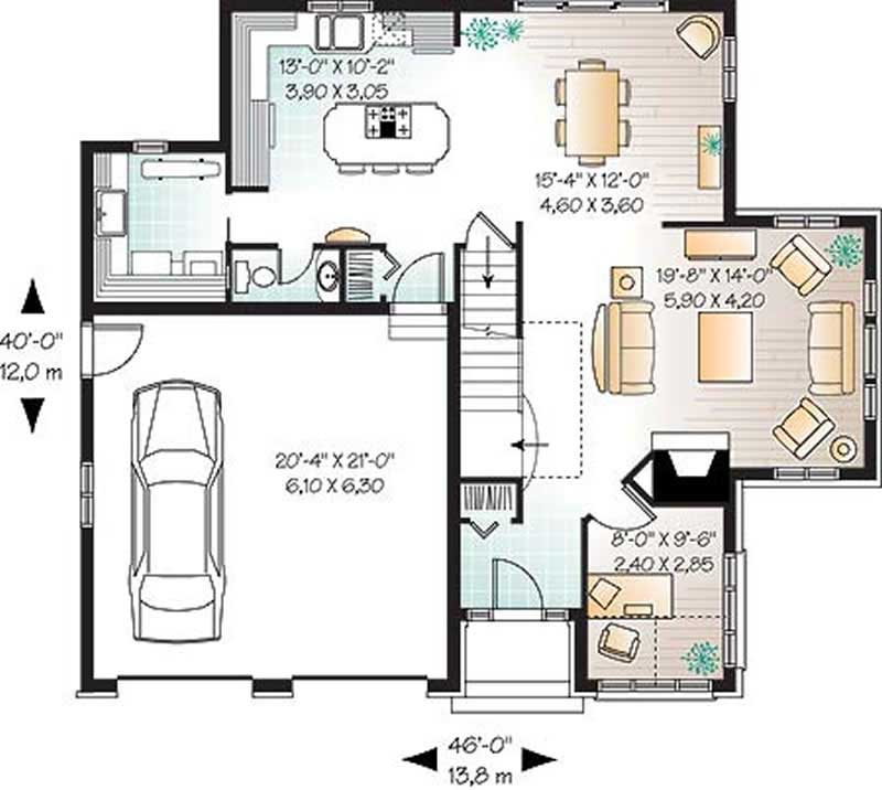 Floor Plan First Story of Contemporary Plan #126-1490