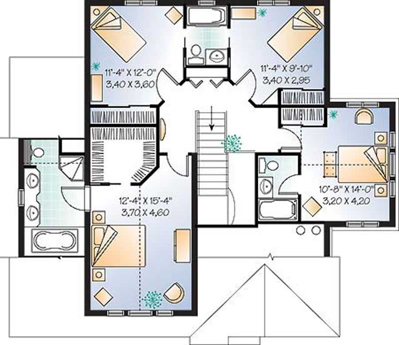 Floor Plan Second Story of Contemporary Plan #126-1490
