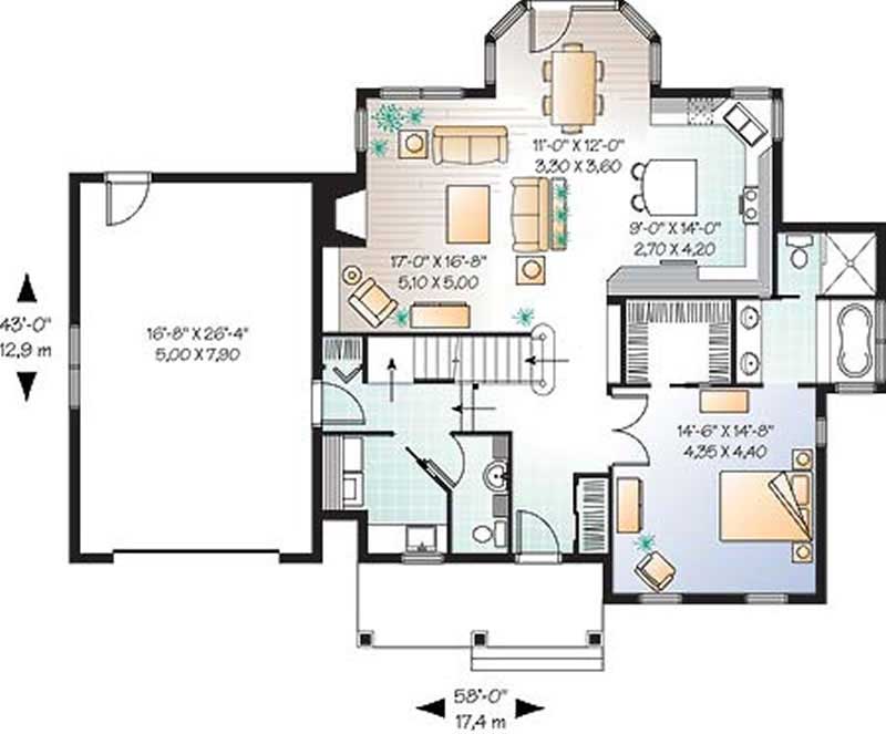 Floor Plan First Story of Coastal Plan #126-1492