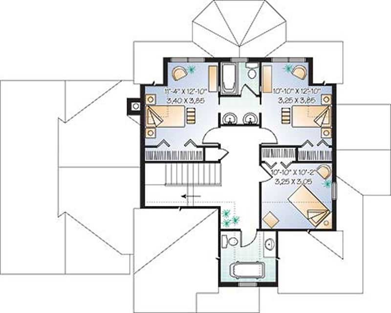 Floor Plan Second Story of Coastal Plan #126-1492