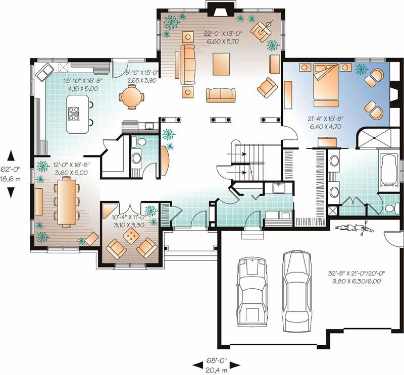 Floor Plan First Story of Contemporary Plan #126-1494