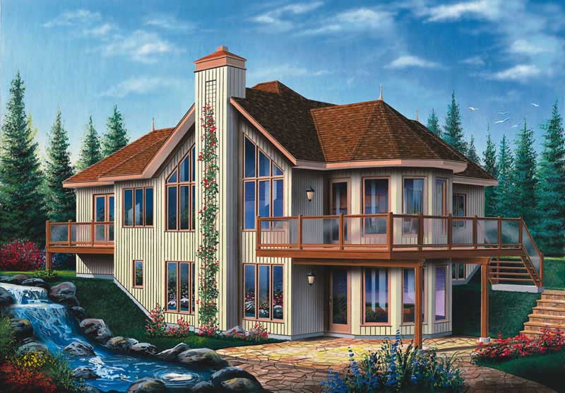 Front elevation of Lake home (ThePlanCollection: House Plan #126-1495)
