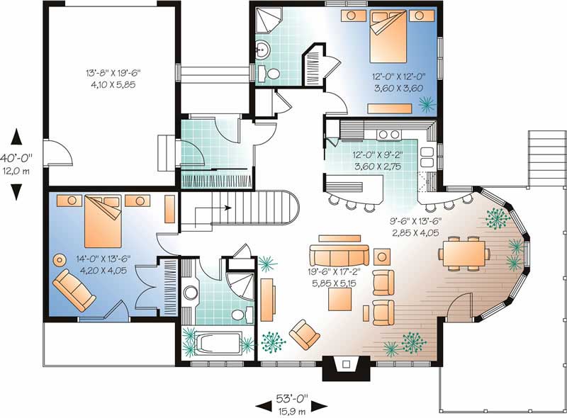 Floor Plan First Story of Coastal Plan #126-1495