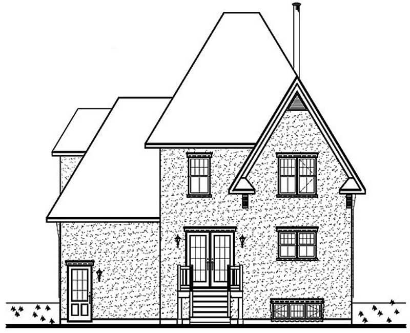 Home Plan Rear Elevation of this 3-Bedroom,1513 Sq Ft Plan -126-1496