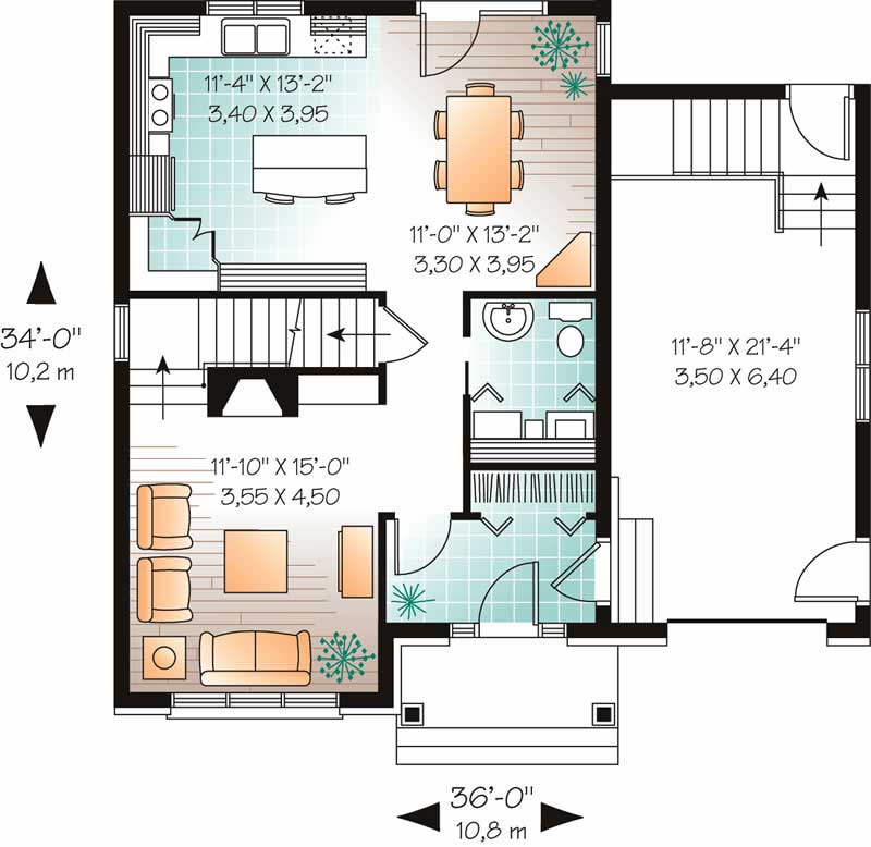 Floor Plan First Story of European Plan #126-1496