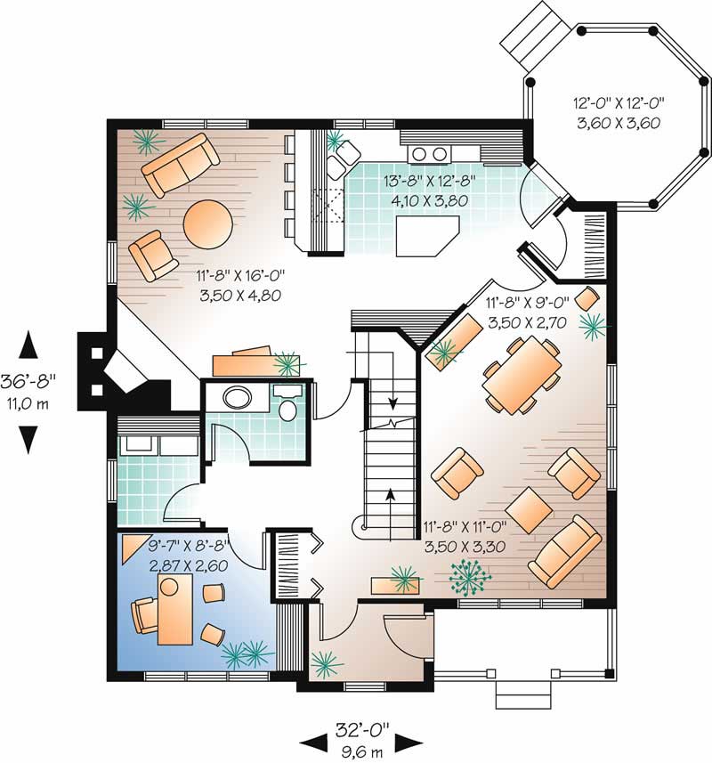 Floor Plan First Story of Country Plan #126-1511