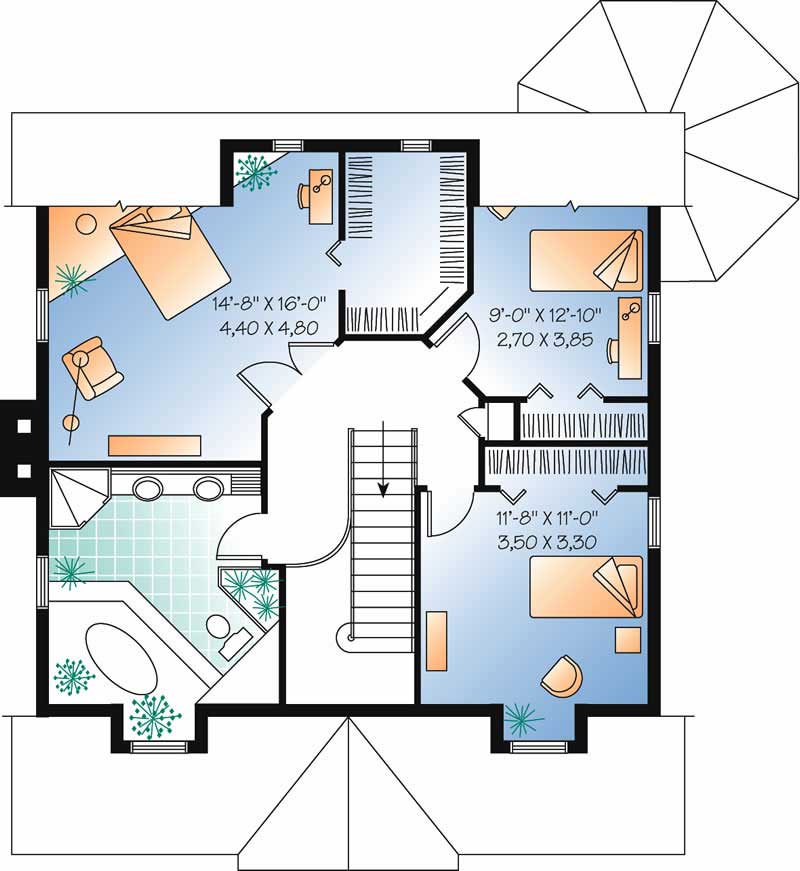 Floor Plan Second Story of Country Plan #126-1511