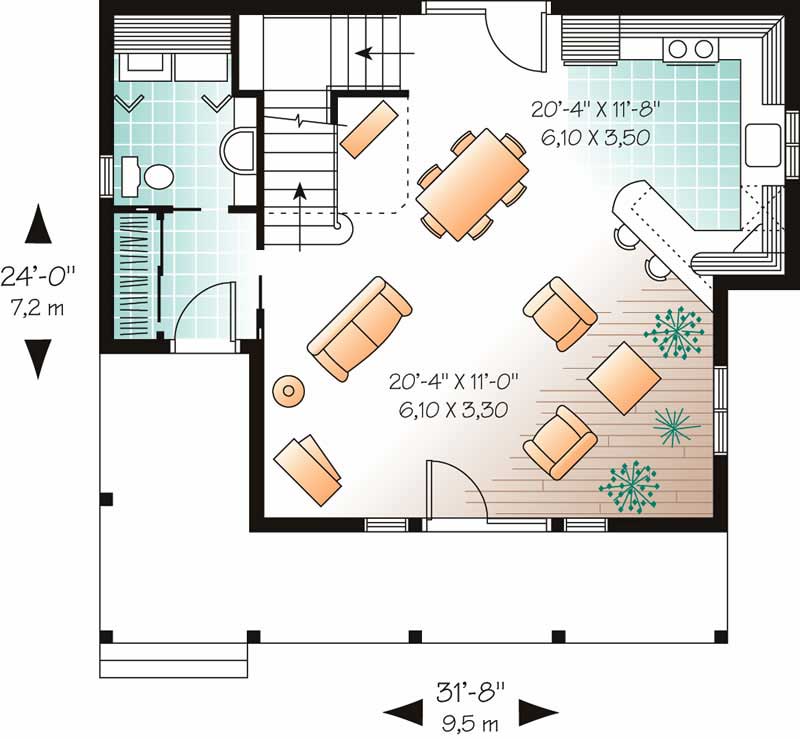 Floor Plan First Story of Country Plan #126-1516