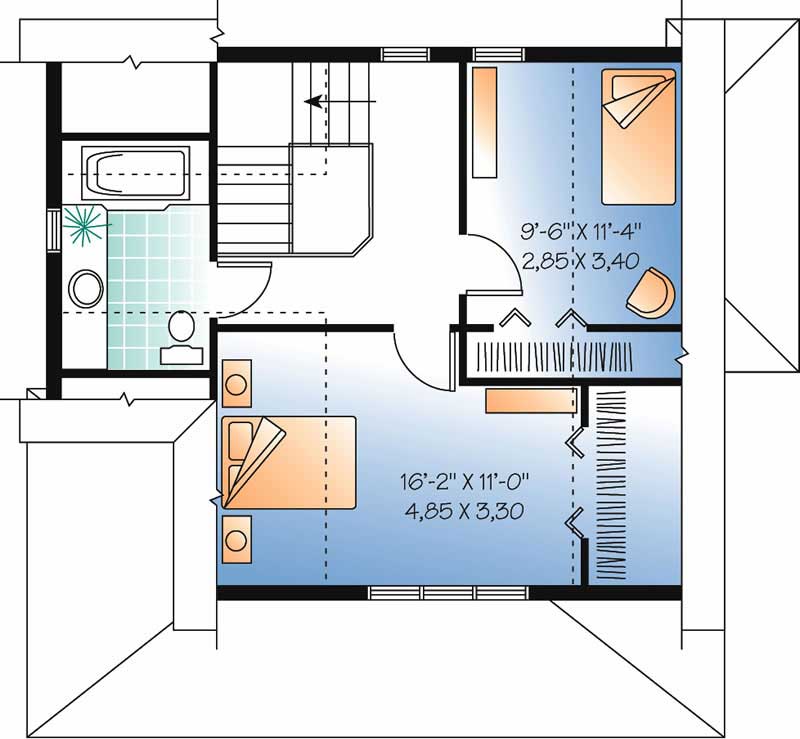 Floor Plan Second Story of Country Plan #126-1516