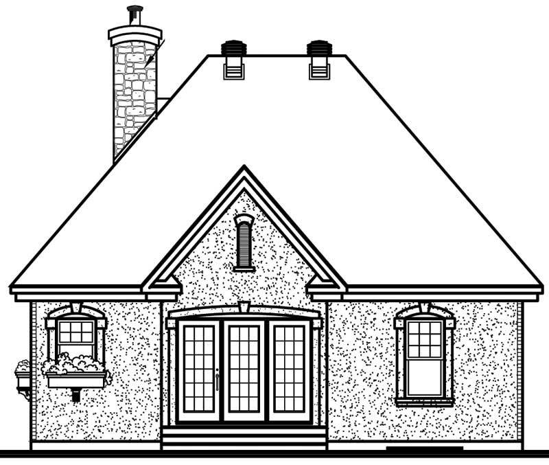 Home Plan Rear Elevation of this 2-Bedroom,1094 Sq Ft Plan -126-1518