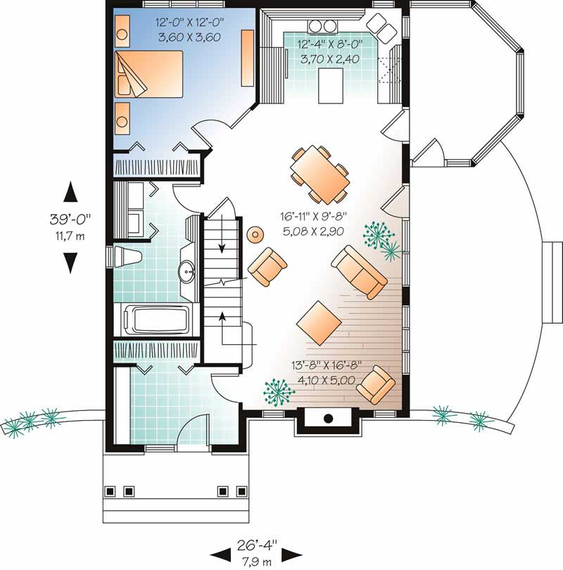 Floor Plan First Story of Coastal Plan #126-1519
