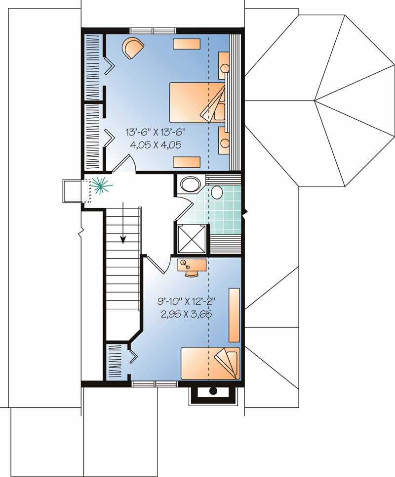 Floor Plan Second Story of Coastal Plan #126-1519