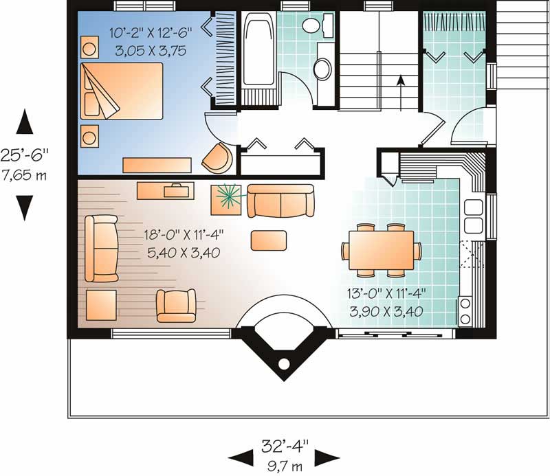 Floor Plan First Story of Coastal Plan #126-1520