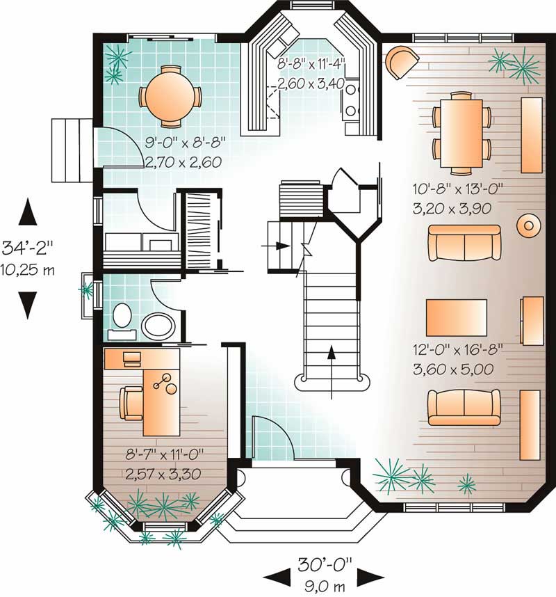 Floor Plan First Story of Country Plan #126-1521