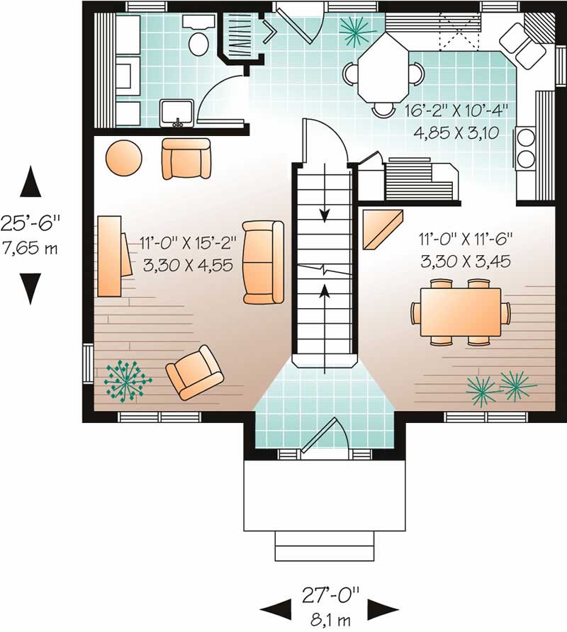 Floor Plan First Story of European Plan #126-1522