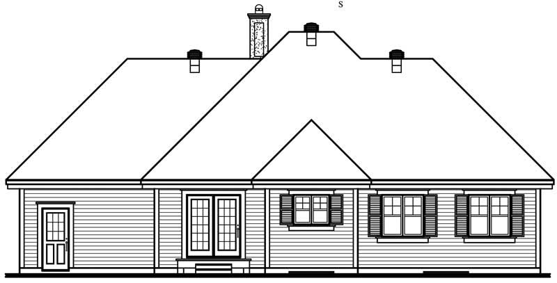 Home Plan Rear Elevation of this 3-Bedroom,1370 Sq Ft Plan -126-1526
