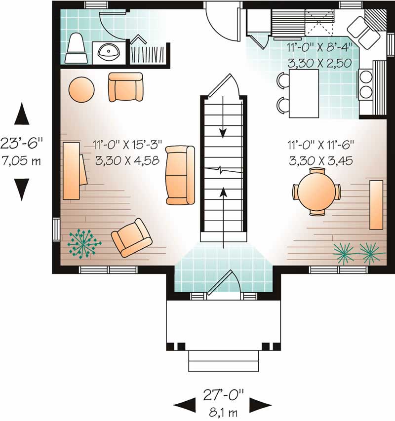Floor Plan First Story of Small House Plans #126-1532