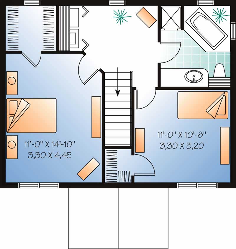 Floor Plan Second Story of Small House Plans #126-1532