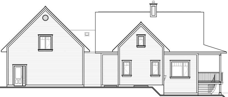 Home Plan Rear Elevation of this 3-Bedroom,2219 Sq Ft Plan -126-1533