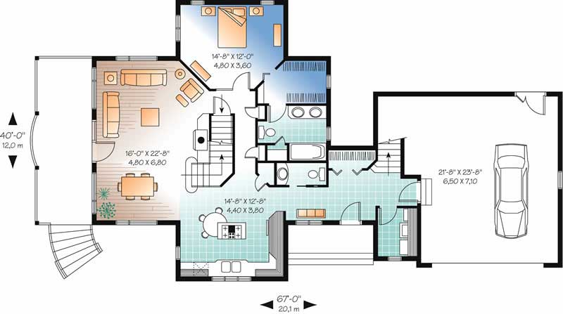 Floor Plan First Story of Coastal Plan #126-1533