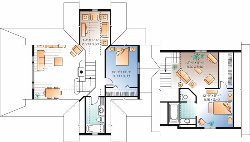 Floor Plan Second Story of Coastal Plan #126-1533