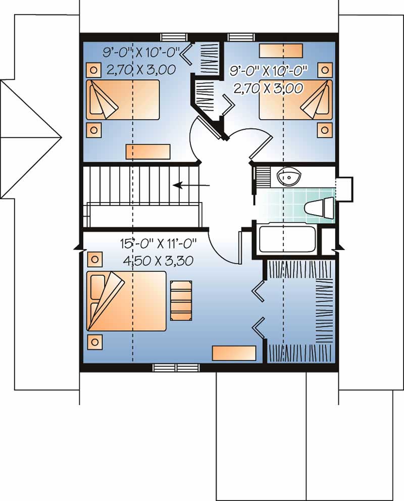 Floor Plan Second Story of Coastal Plan #126-1543